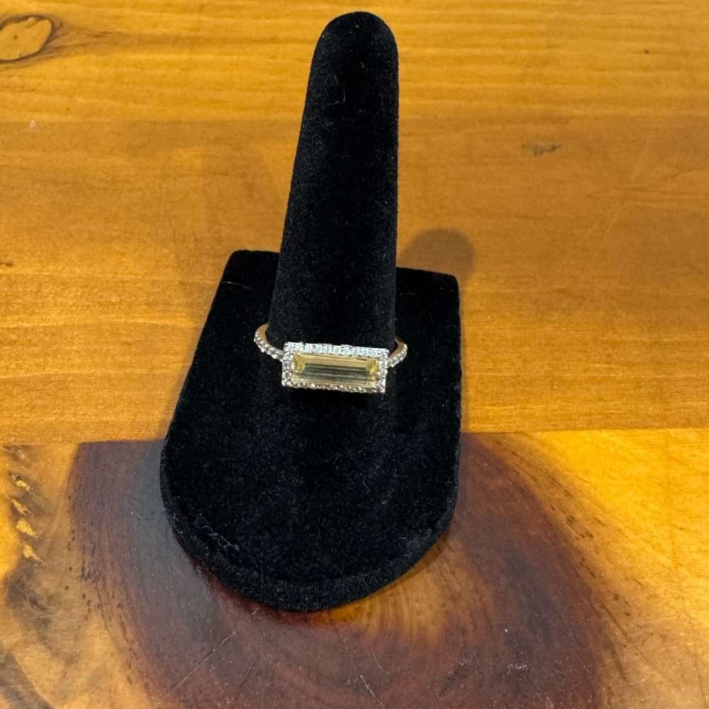 Sterling silver gold plated citrine and diamond ring size 8 - Picture 7 of 10